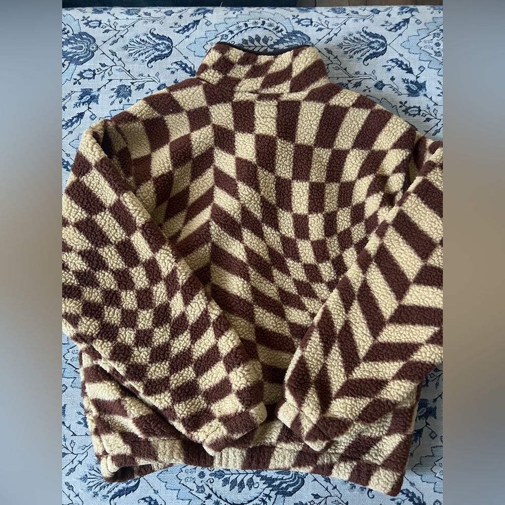 Obey Women's Fleece Jacket Wavy Pop Over Jacket Sepia Multi size S - Picture 5 of 7